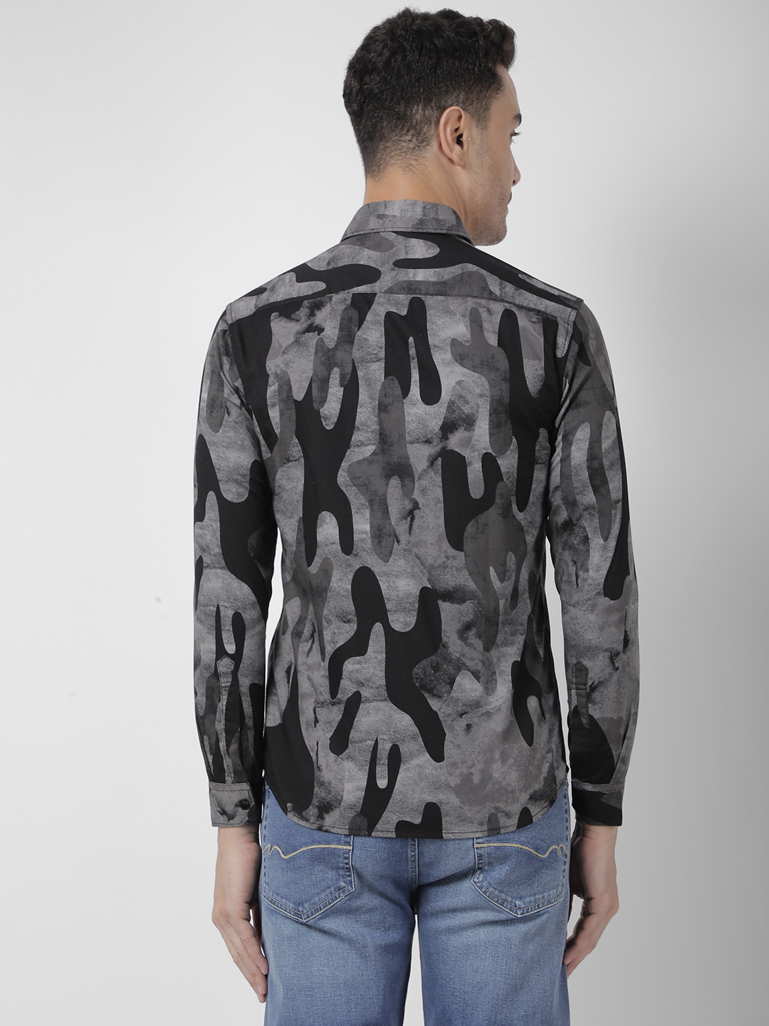 Numero Uno Men Abstract Grey Shirt